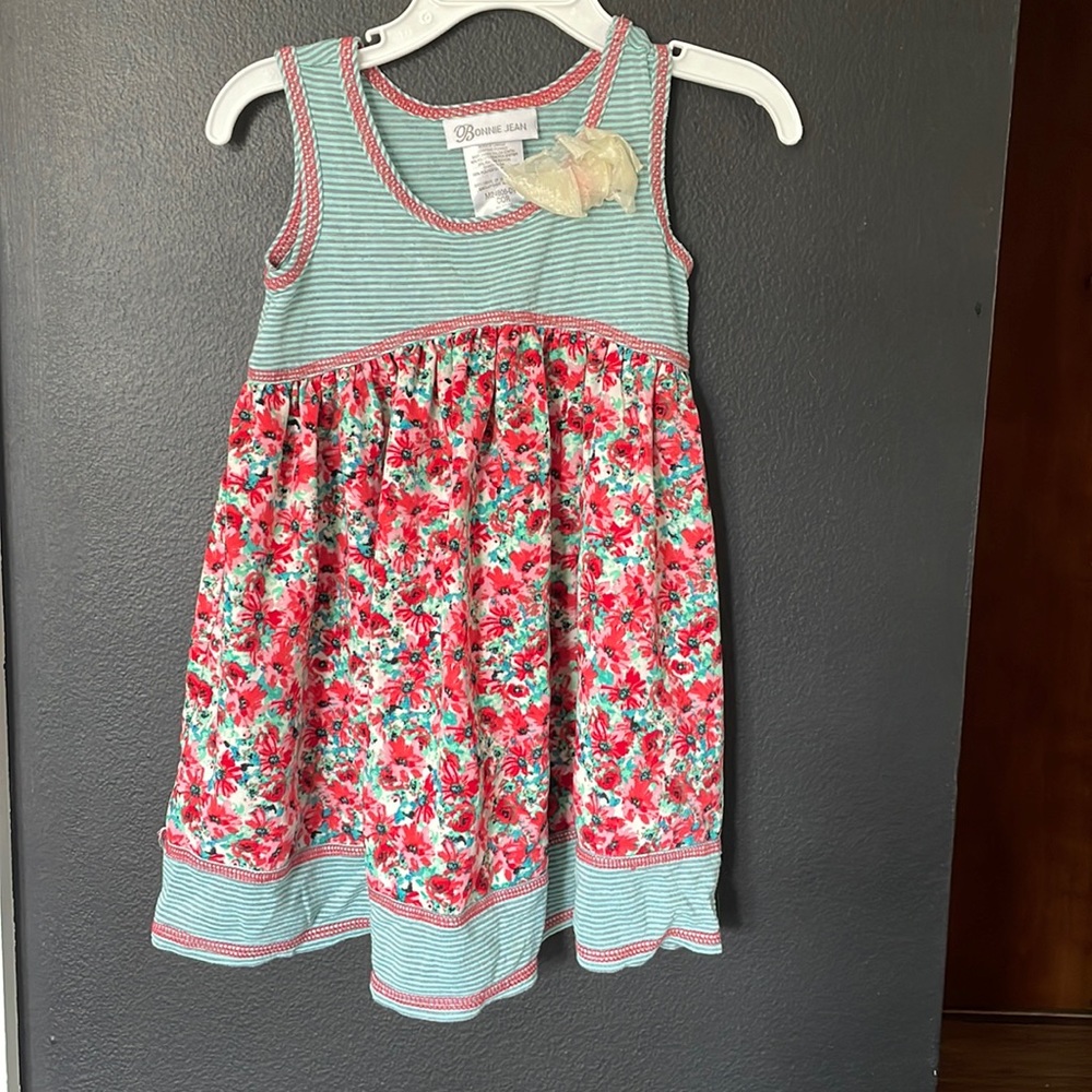 Green and red floral dress
